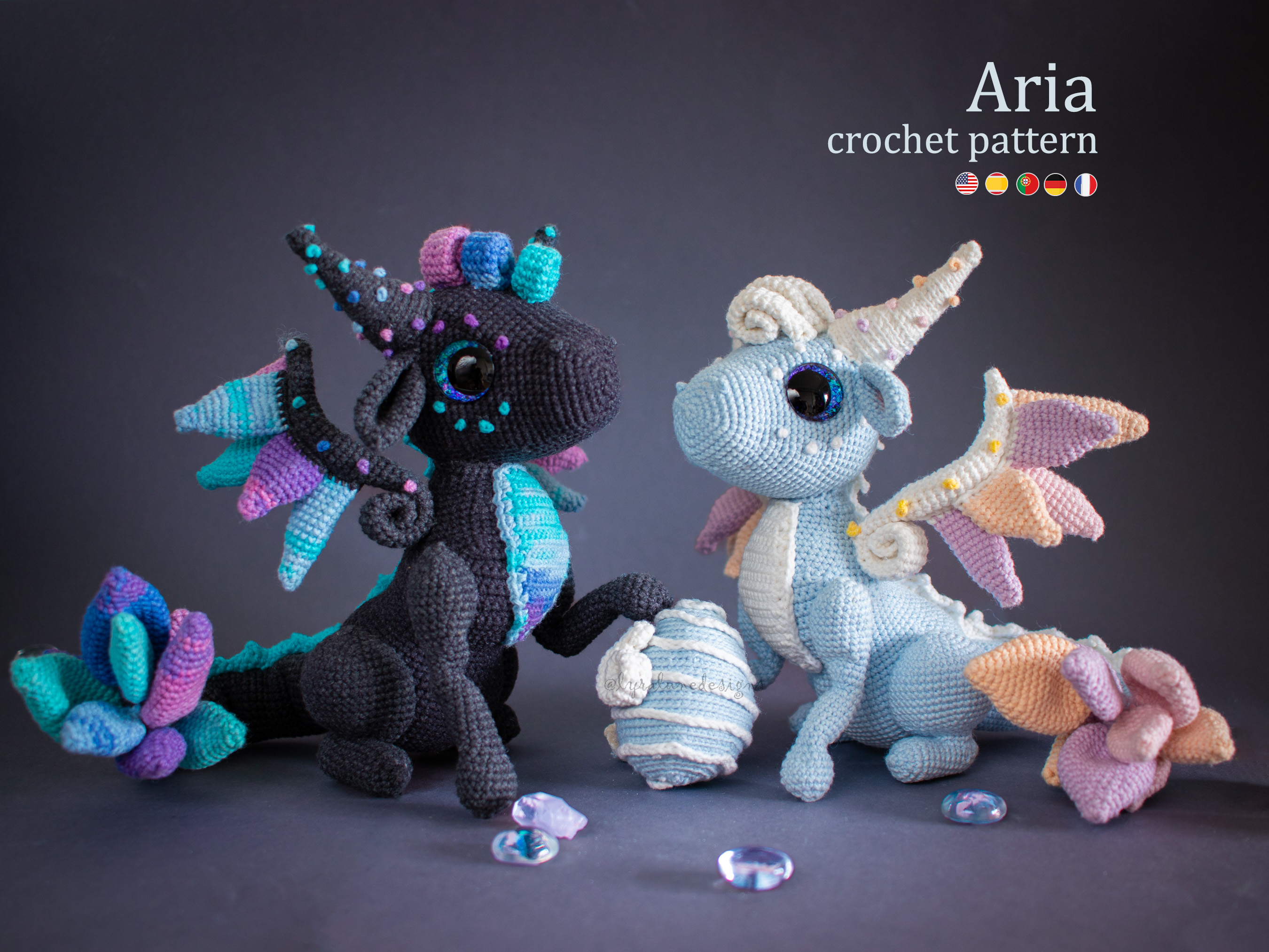 ミュウ　フシギダネ　ヤドン　キュウコン　レアコイルar ゼクロムchr Aria the Air Dragon • PDF Amigurumi Pattern – Lyra Lune Designs