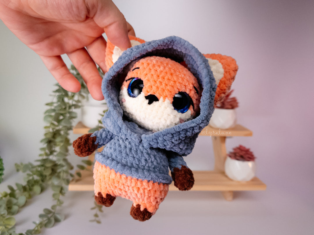 Fox in Hoodie • PDF Easy Amigurumi Pattern – Lyra Lune Designs