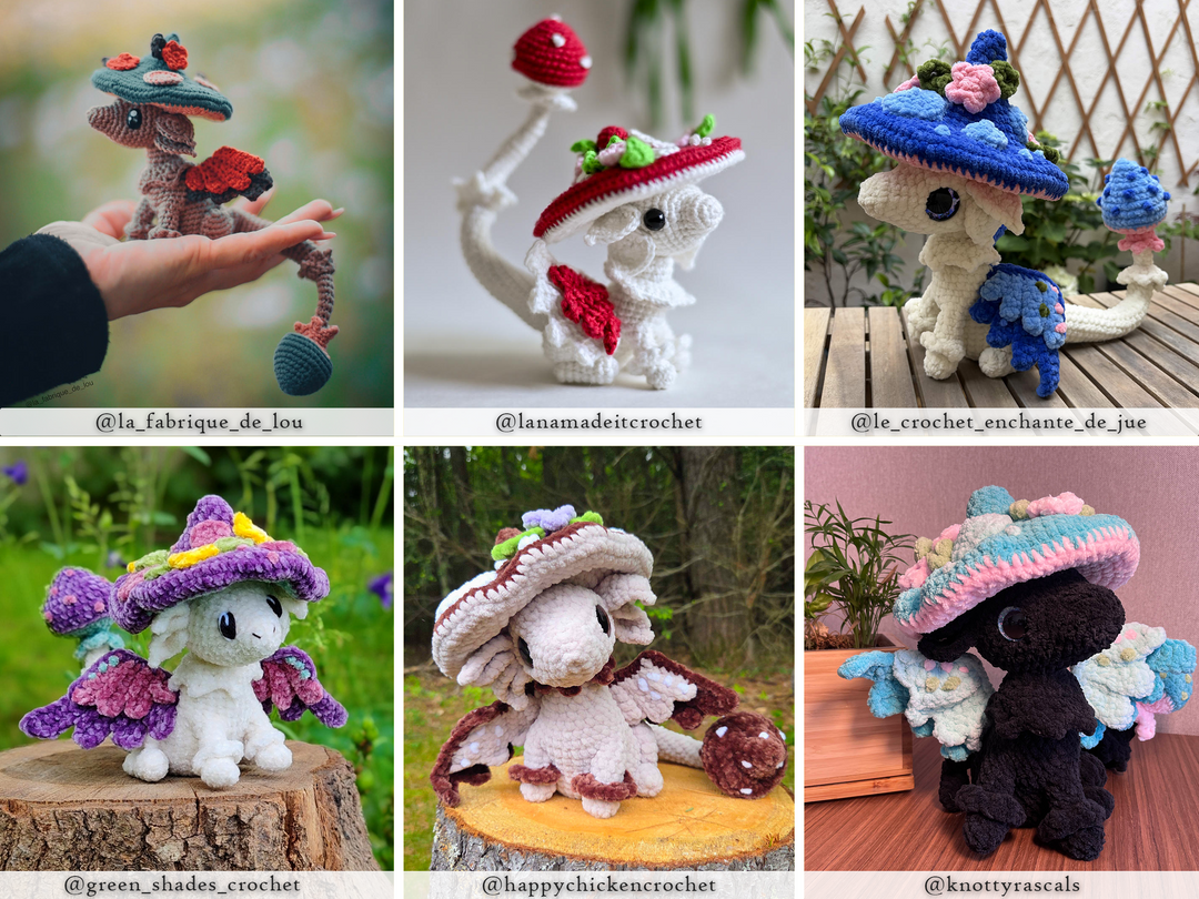 Nim the Mushroom Dragon • PDF Easy Amigurumi Pattern