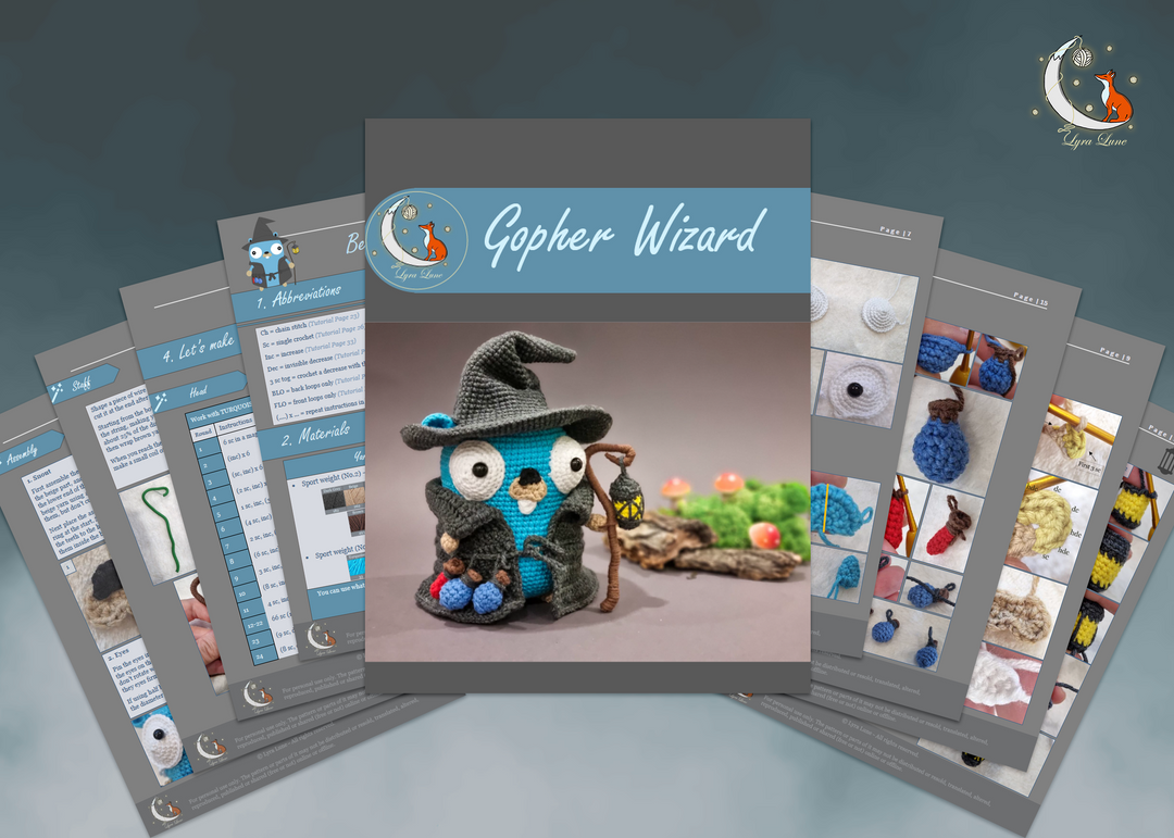 GO Gopher Wizard • PDF Amigurumi Pattern – Lyra Lune Designs