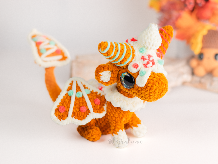 Gingerbread Dragon 2 • PDF Easy Amigurumi Pattern