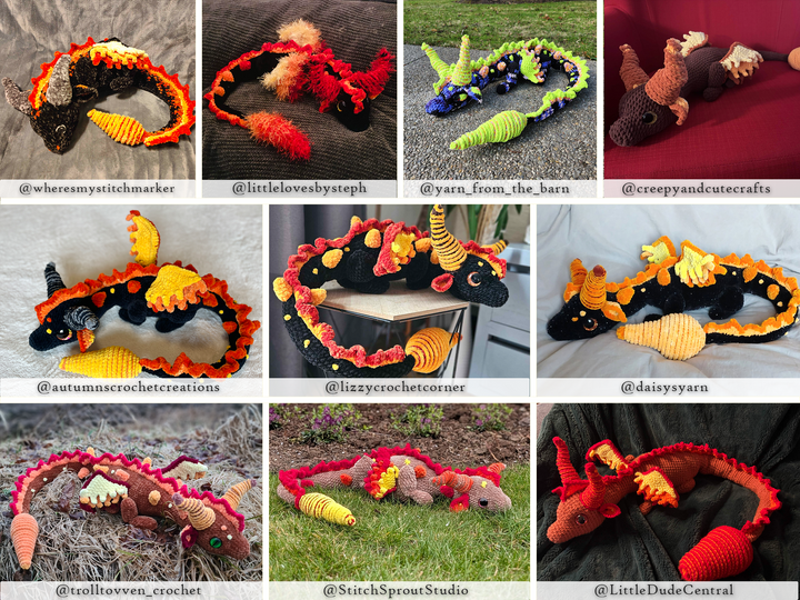 Cindris the Fire Dragon • PDF Easy Amigurumi Pattern