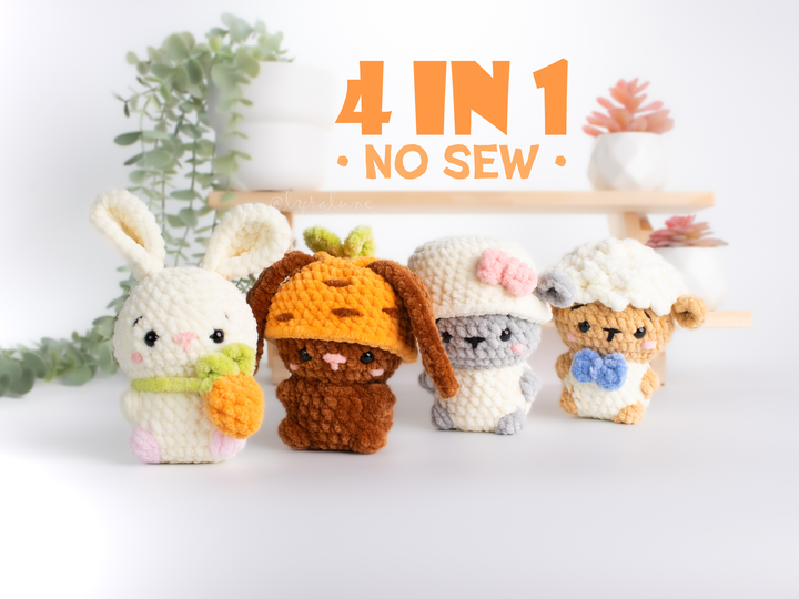 Farm Critters Bundle • PDF Easy No Sew Amigurumi Pattern