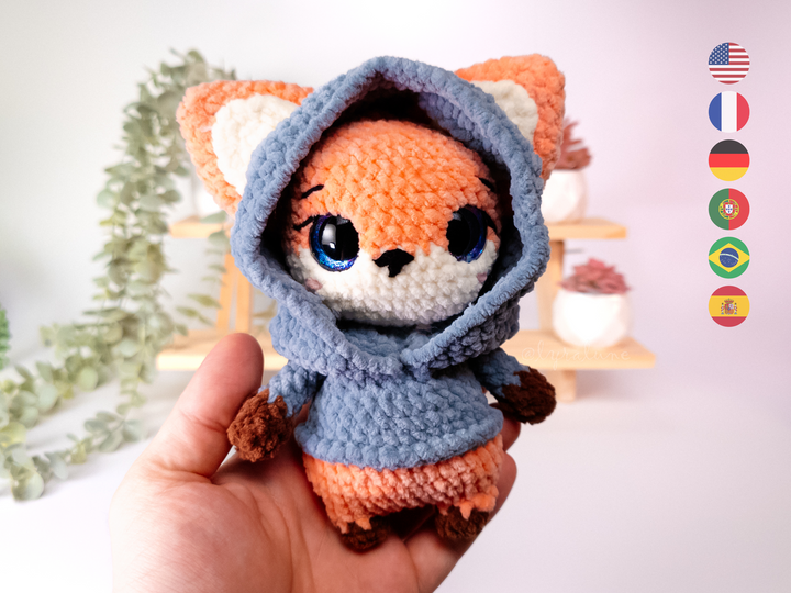 Fox in Hoodie • PDF Easy Amigurumi Pattern