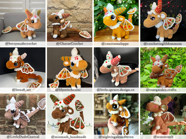 Gingerbread Dragon 2 • PDF Easy Amigurumi Pattern