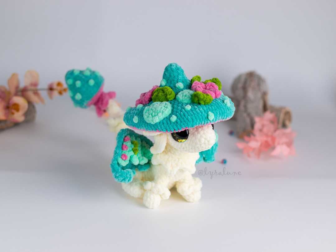Nim the Mushroom Dragon • PDF Easy Amigurumi Pattern