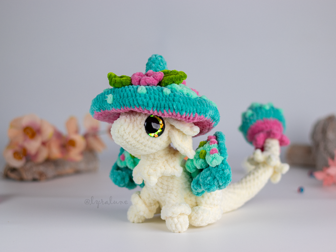 Nim the Mushroom Dragon • PDF Easy Amigurumi Pattern