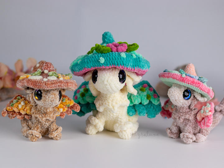 Nim the Mushroom Dragon • PDF Easy Amigurumi Pattern