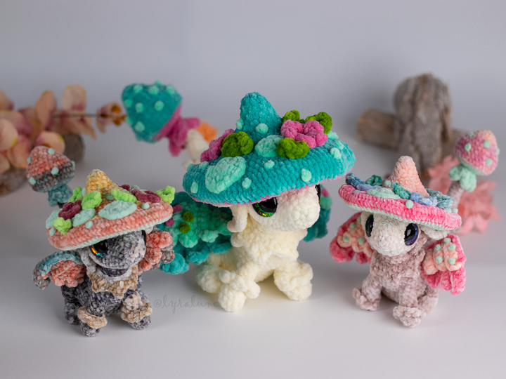 Nim the Mushroom Dragon • PDF Easy Amigurumi Pattern