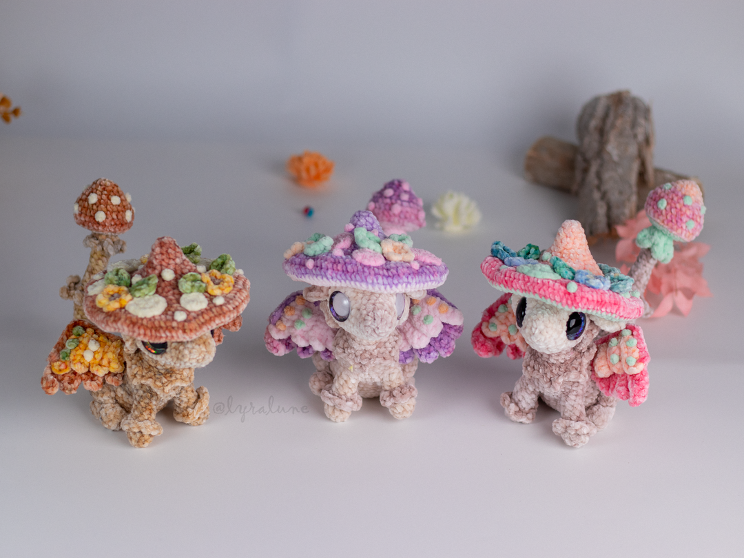 Nim the Mushroom Dragon • PDF Easy Amigurumi Pattern