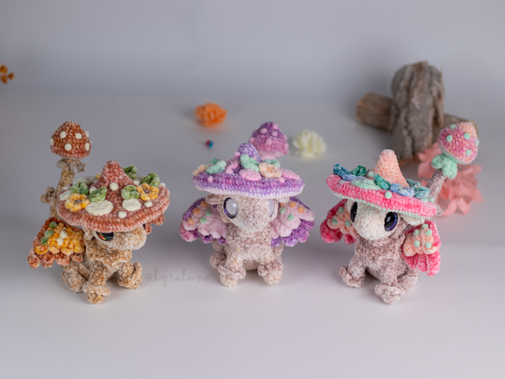 Nim the Mushroom Dragon • PDF Easy Amigurumi Pattern