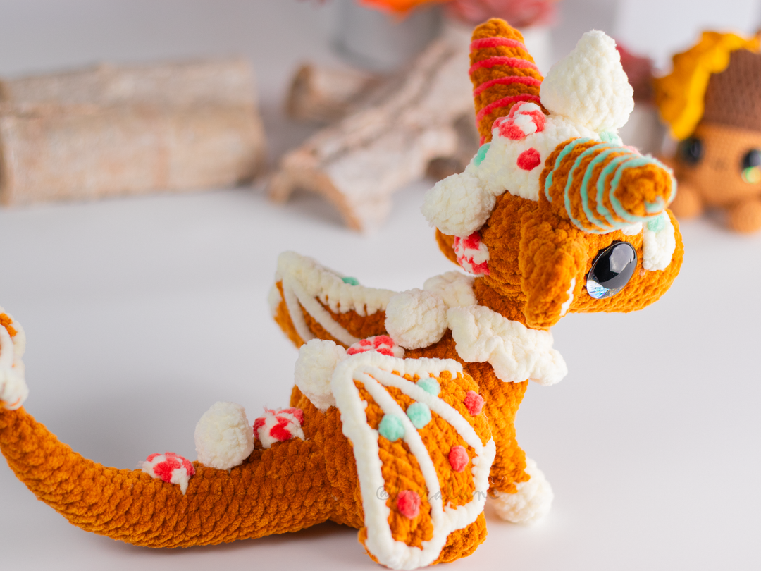 Gingerbread Dragon 2 • PDF Easy Amigurumi Pattern