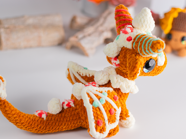 Gingerbread Dragon 2 • PDF Easy Amigurumi Pattern