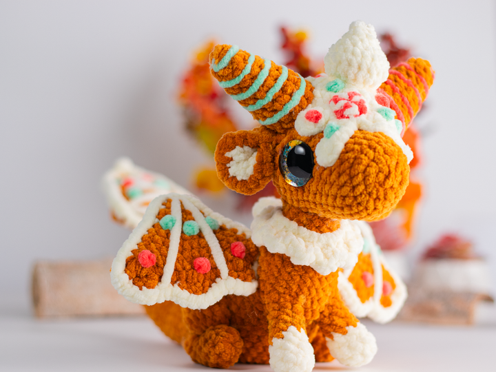 Gingerbread Dragon 2 • PDF Easy Amigurumi Pattern