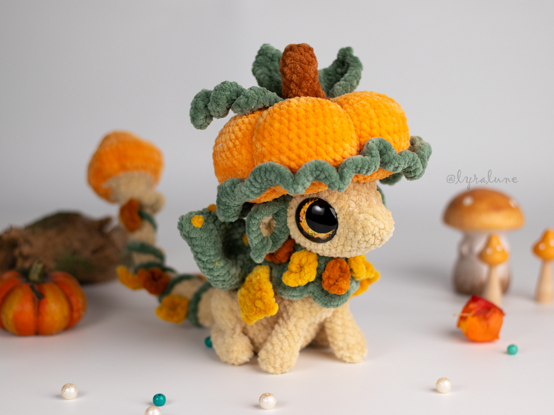 Fable the Pumpkin Mushroom Dragon • PDF Easy Amigurumi Pattern