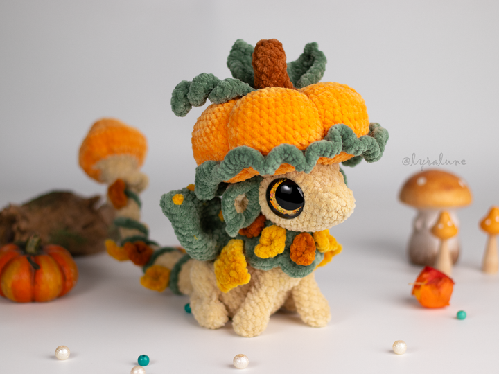Fable the Pumpkin Mushroom Dragon • PDF Easy Amigurumi Pattern