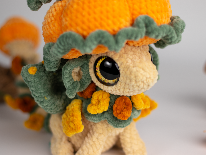 Fable the Pumpkin Mushroom Dragon • PDF Easy Amigurumi Pattern