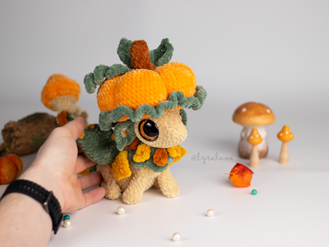 Fable the Pumpkin Mushroom Dragon • PDF Easy Amigurumi Pattern