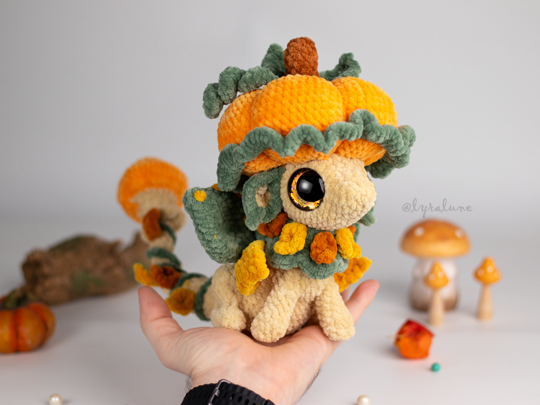 Fable the Pumpkin Mushroom Dragon • PDF Easy Amigurumi Pattern