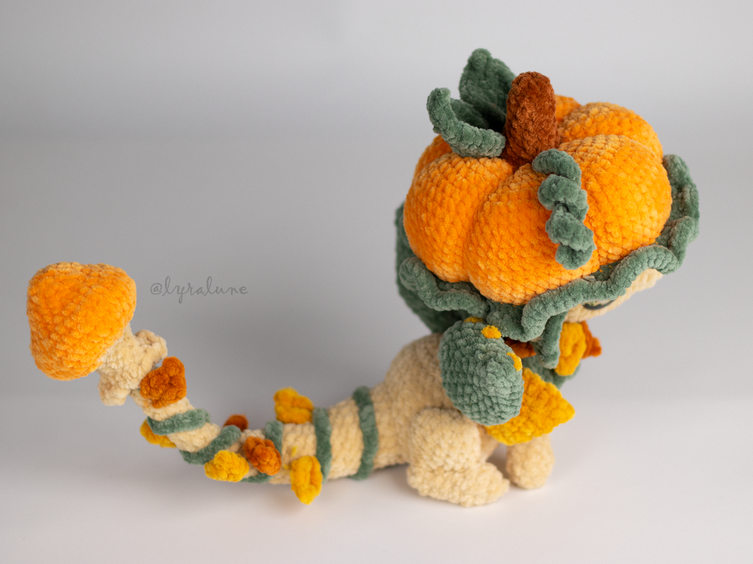 Fable the Pumpkin Mushroom Dragon • PDF Easy Amigurumi Pattern