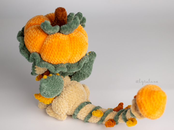 Fable the Pumpkin Mushroom Dragon • PDF Easy Amigurumi Pattern