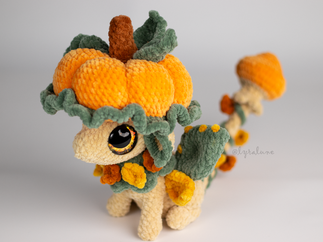 Fable the Pumpkin Mushroom Dragon • PDF Easy Amigurumi Pattern