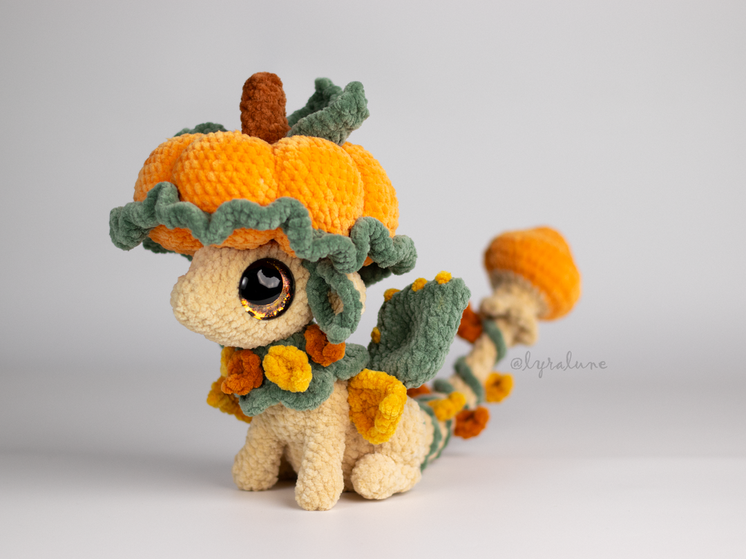 Fable the Pumpkin Mushroom Dragon • PDF Easy Amigurumi Pattern