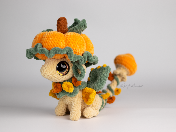 Fable the Pumpkin Mushroom Dragon • PDF Easy Amigurumi Pattern