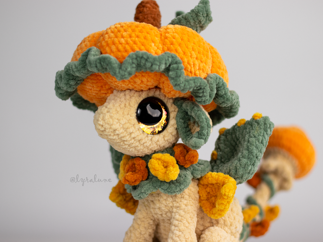Fable the Pumpkin Mushroom Dragon • PDF Easy Amigurumi Pattern