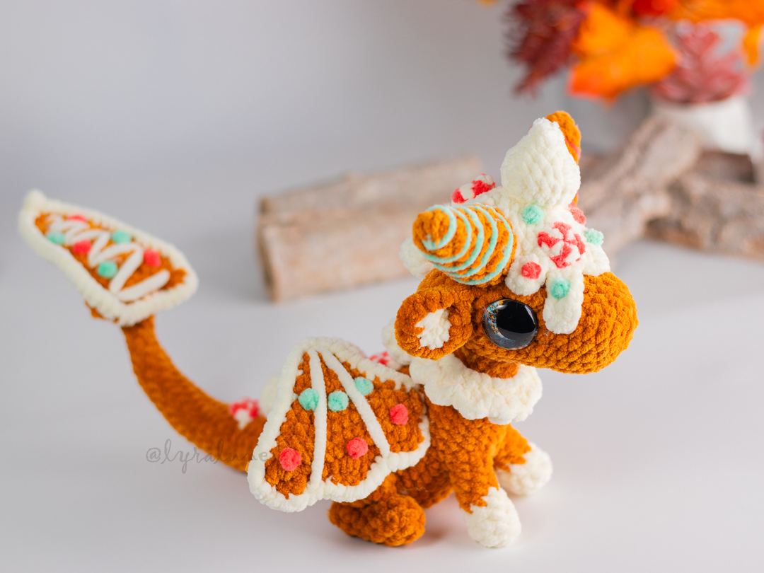 Gingerbread Dragon 2 • PDF Easy Amigurumi Pattern