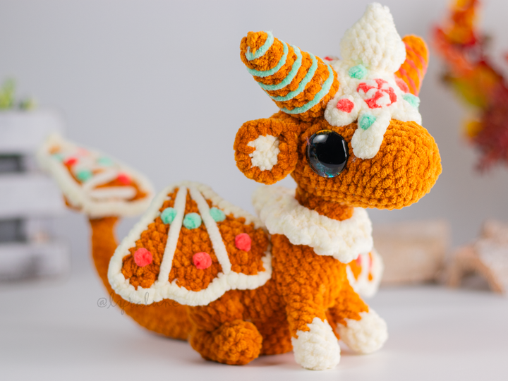 Gingerbread Dragon 2 • PDF Easy Amigurumi Pattern