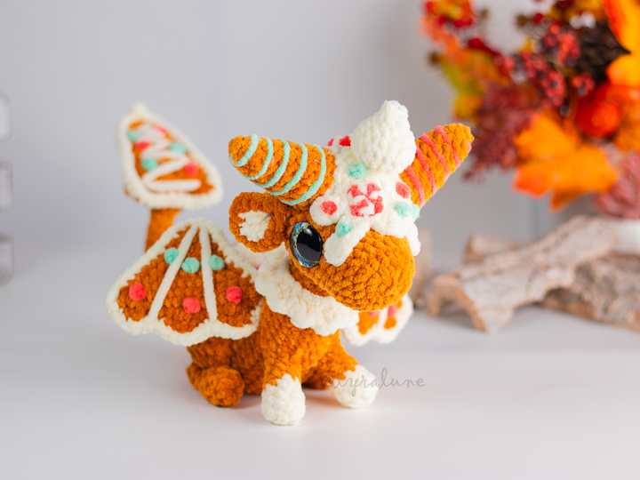 Gingerbread Dragon 2 • PDF Easy Amigurumi Pattern