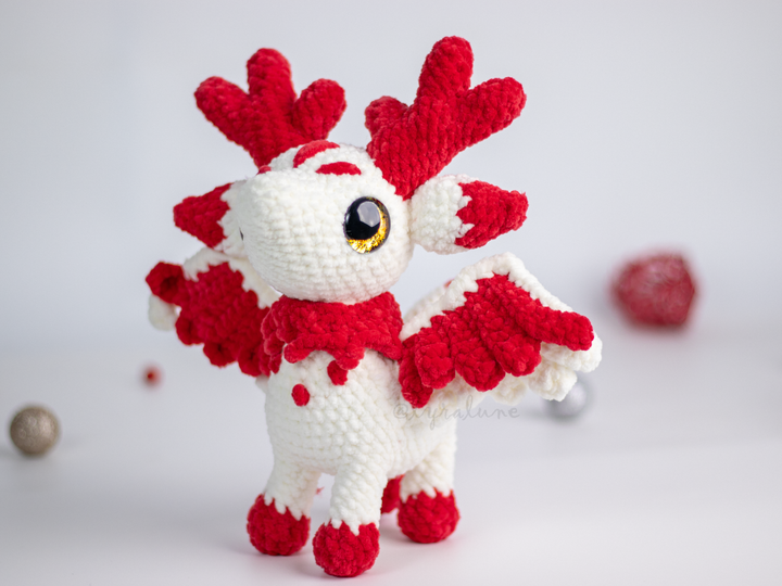 Eluvion the Winter Fawn Dragon • PDF Easy Amigurumi Pattern