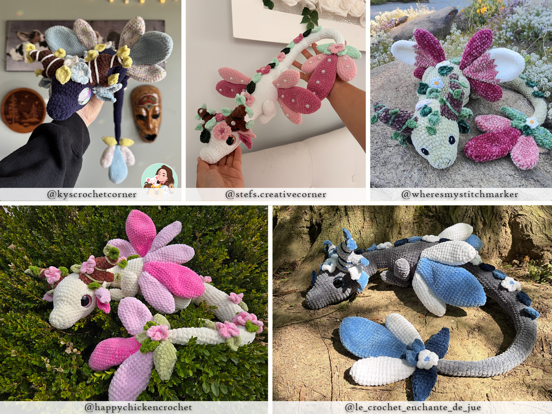Nielle the Cherry Blossom Dragon • PDF Easy Amigurumi Pattern