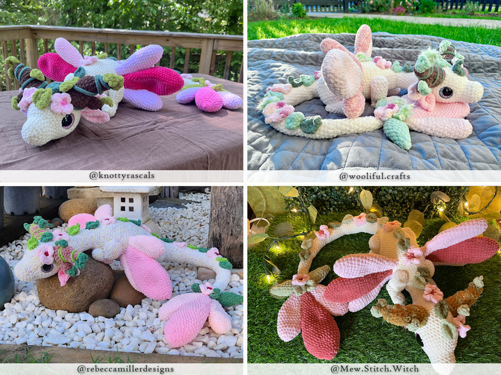 Nielle the Cherry Blossom Dragon • PDF Easy Amigurumi Pattern
