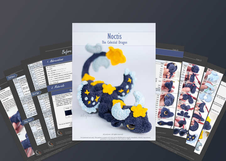 Noctis the Celestial Dragon • PDF Easy Amigurumi Pattern