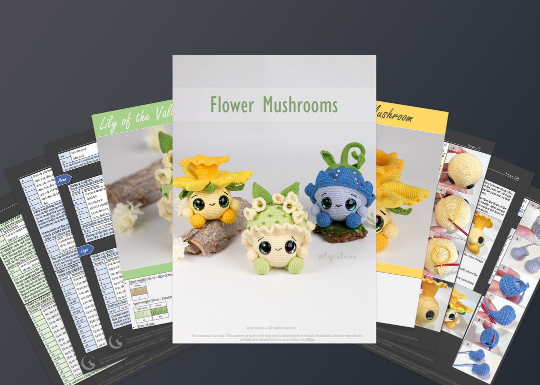Flower Mushrooms • PDF Amigurumi Pattern
