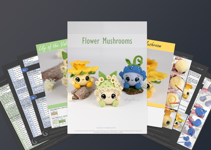 Flower Mushrooms • PDF Amigurumi Pattern