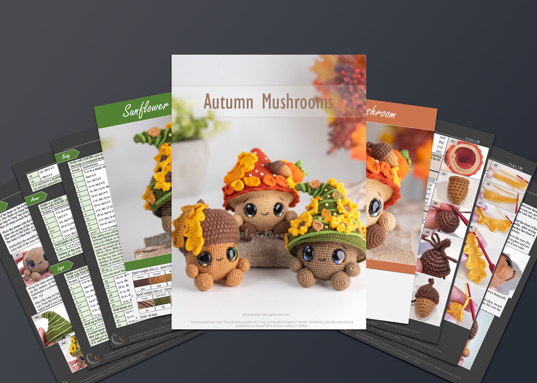 Autumn Mushrooms • PDF Amigurumi Pattern