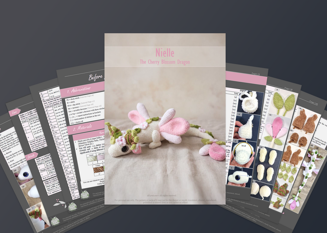 Nielle the Cherry Blossom Dragon • PDF Easy Amigurumi Pattern