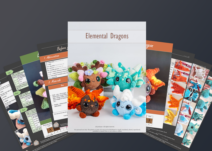 Elemental Dragons Bundle • PDF Easy Amigurumi Pattern