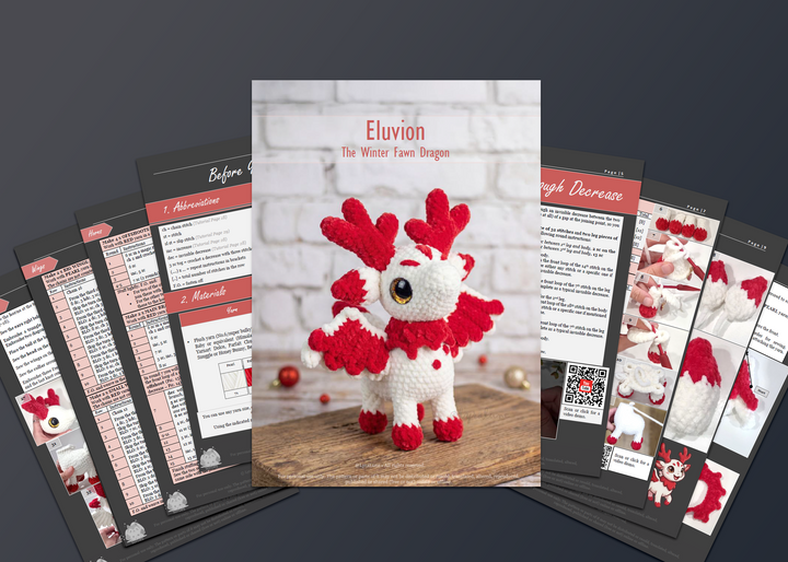 Eluvion the Winter Fawn Dragon • PDF Easy Amigurumi Pattern