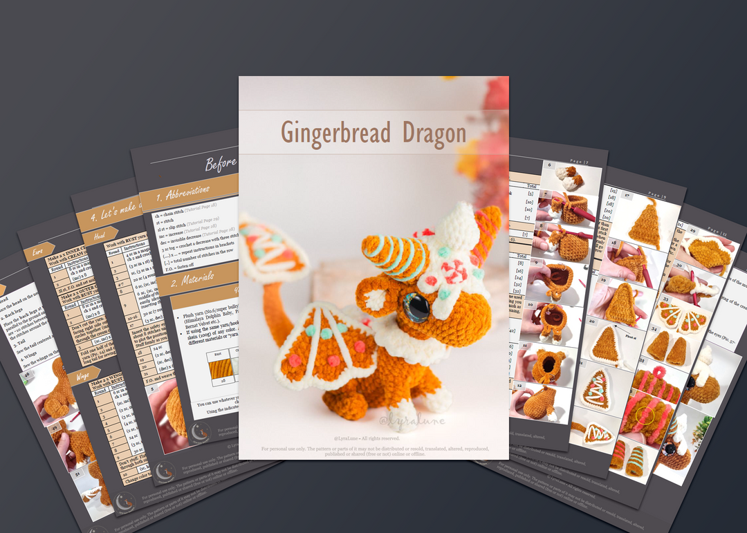 Gingerbread Dragon 2 • PDF Easy Amigurumi Pattern