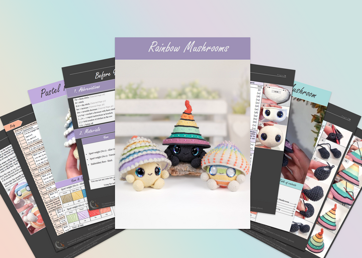 Rainbow Mushrooms • PDF Amigurumi Pattern