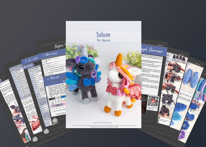 Solune the Unicorn • PDF Easy Amigurumi Pattern