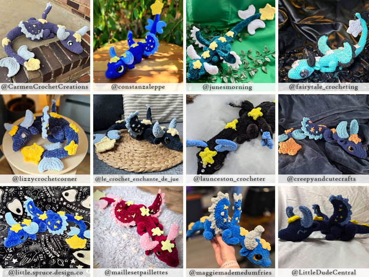 Noctis the Celestial Dragon • PDF Easy Amigurumi Pattern