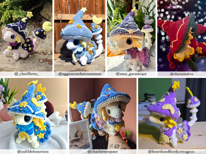 Lumee the Celestial Mushroom Dragon • PDF Easy Amigurumi Pattern
