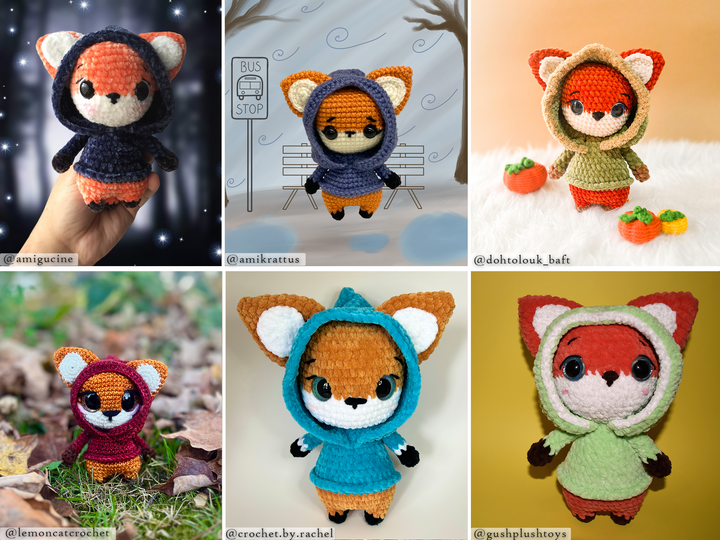 Fox in Hoodie • PDF Easy Amigurumi Pattern