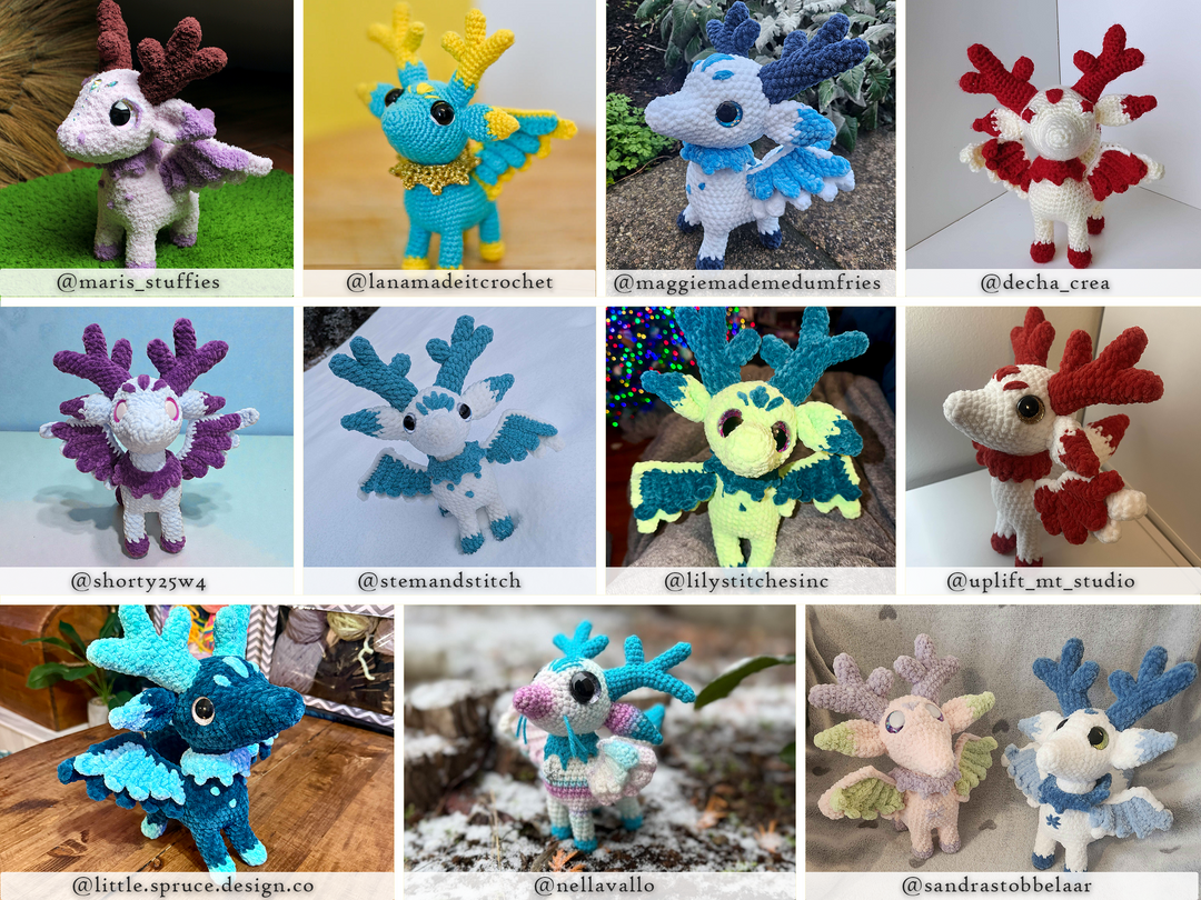 Eluvion the Winter Fawn Dragon • PDF Easy Amigurumi Pattern