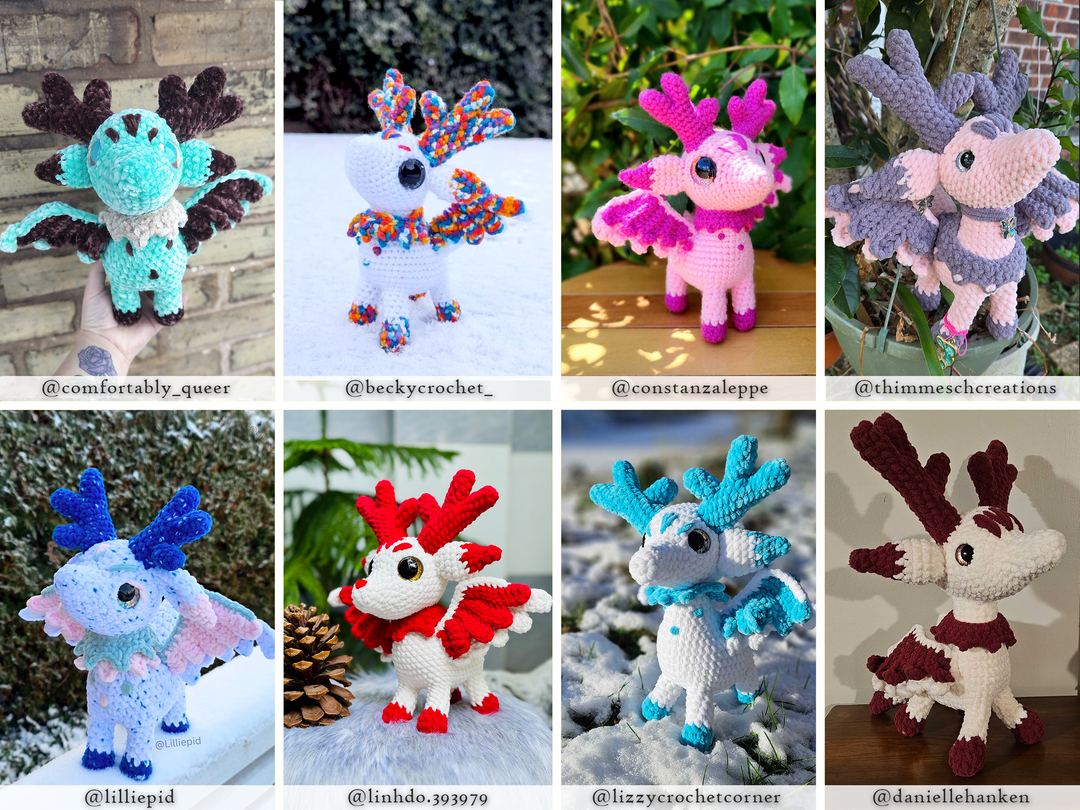 Eluvion the Winter Fawn Dragon • PDF Easy Amigurumi Pattern
